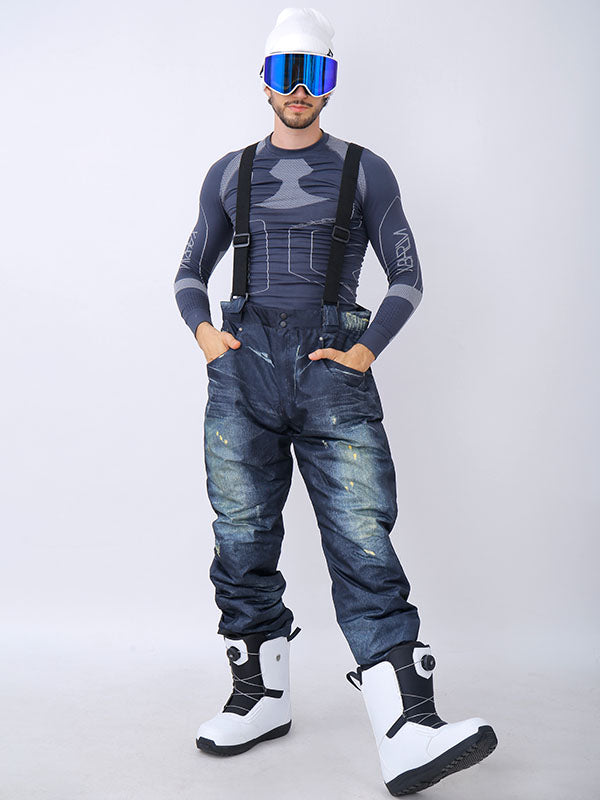 Herren Winter Warme Wasserdichte Hüft-Snowboard-Jeans aus Denim