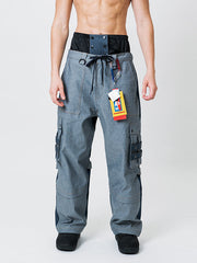 Snowall Herren Winter Warme Wasserdichte Denim Hip-Hop Snowboardhose Jeans