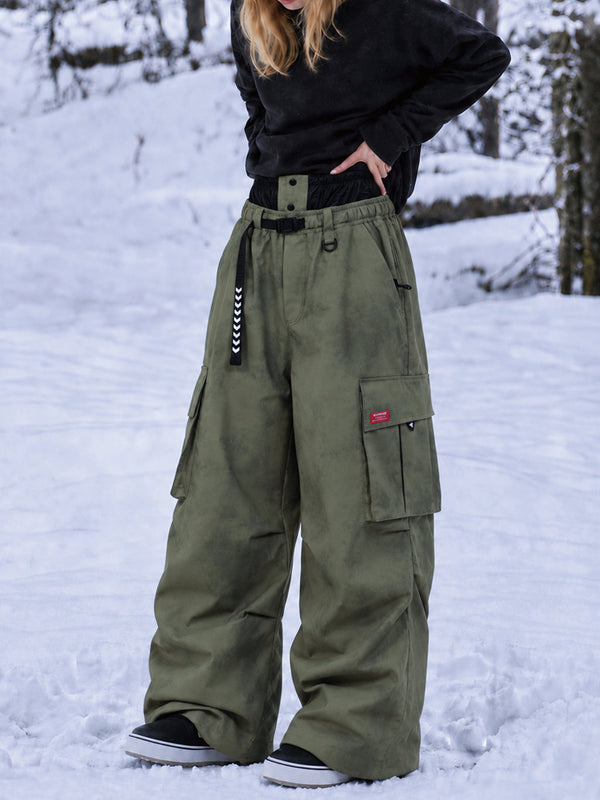 Damen-Street-Utility-Cargo-Schneehose im Baggy-Stil – Design mit mehreren Taschen und Gürtel