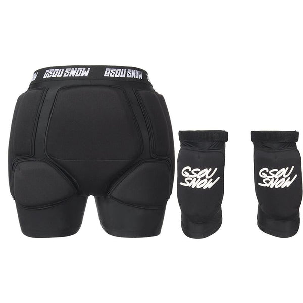 Gsou Snow Unisex Snowboard-Ski-Set mit 3D-Schutzshorts und Knieschonern