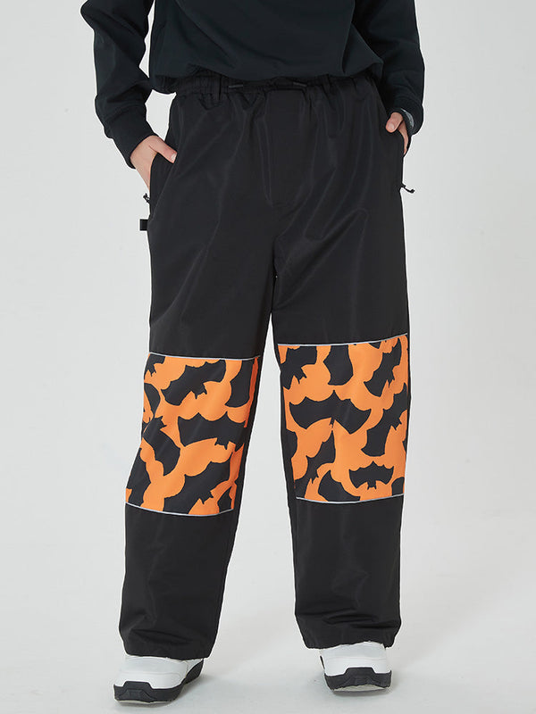 Freestyle Damen-Skihose mit reflektierenden Knien, Grafikeinsatz, Cargohose und weitem Bein