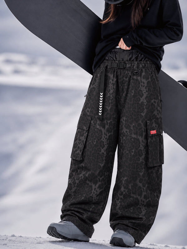 Damen-Street-Utility-Cargo-Schneehose im Baggy-Stil – Design mit mehreren Taschen und Gürtel