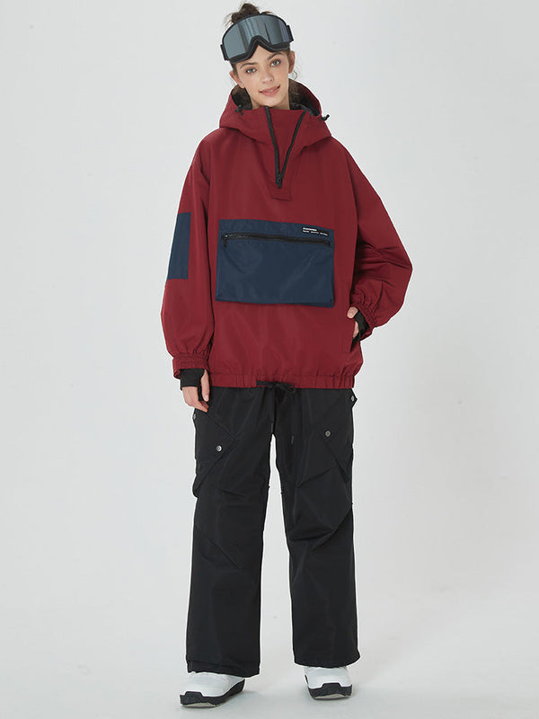 Damen-Winter-Bomberjacke, Baggy-Schneejacke & Swag-Cargo-Snowboardhose
