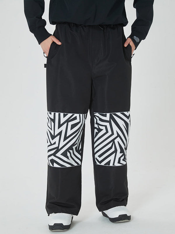 Freestyle Damen-Skihose mit reflektierenden Knien, Grafikeinsatz, Cargohose und weitem Bein