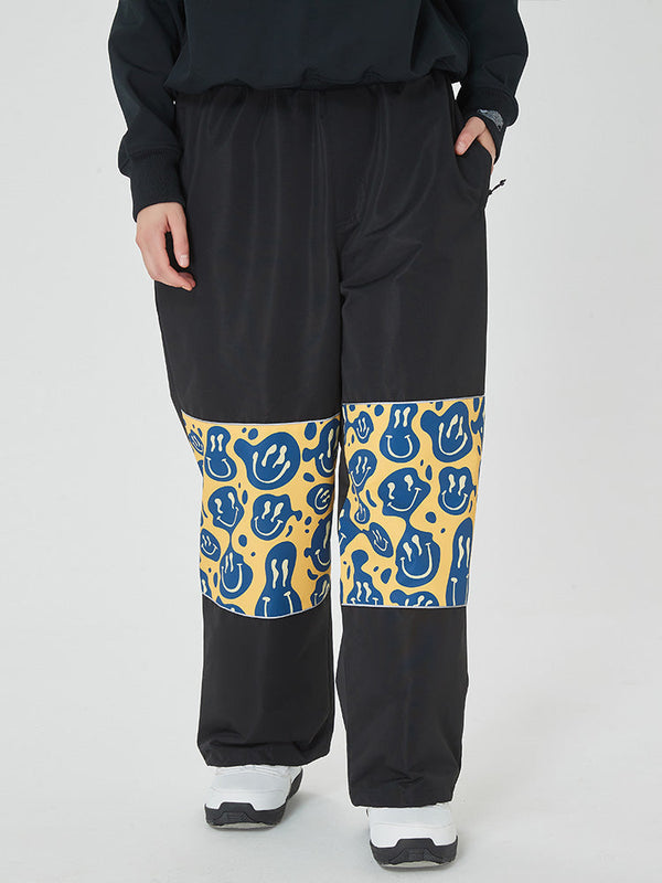 Freestyle Damen-Skihose mit reflektierenden Knien, Grafikeinsatz, Cargohose und weitem Bein
