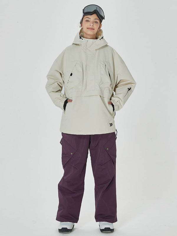 Baggy Freerider Anorak-Jacke für Damen mit Cargo-Snowboardhose