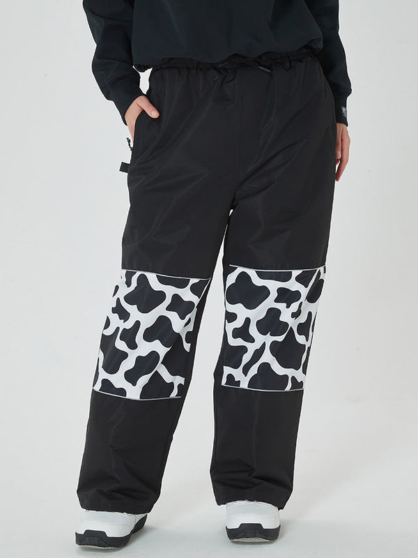 Freestyle Damen-Skihose mit reflektierenden Knien, Grafikeinsatz, Cargohose und weitem Bein