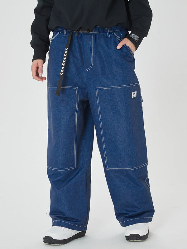 Damen Mountain Freerider Denim Cargo Pants Baggy Snowboard Pants