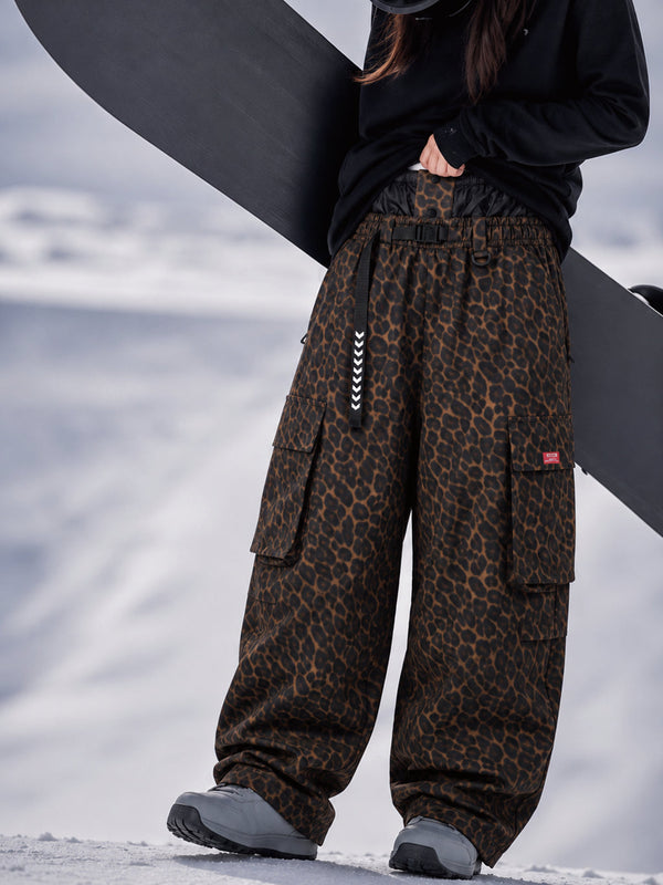 Damen-Street-Utility-Cargo-Schneehose im Baggy-Stil – Design mit mehreren Taschen und Gürtel