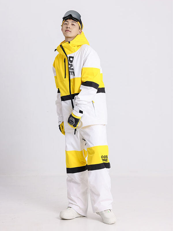 Cosone Winter-Windbreaker-Set für Herren mit Reißverschluss und Farbblock-Design, bestehend aus Jacke und Hose