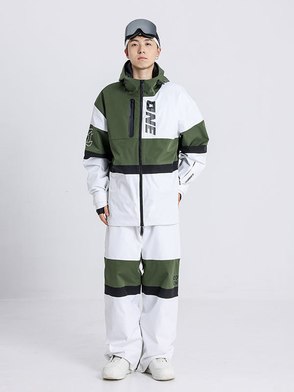 Cosone Winter-Windbreaker-Set für Herren mit Reißverschluss und Farbblock-Design, bestehend aus Jacke und Hose
