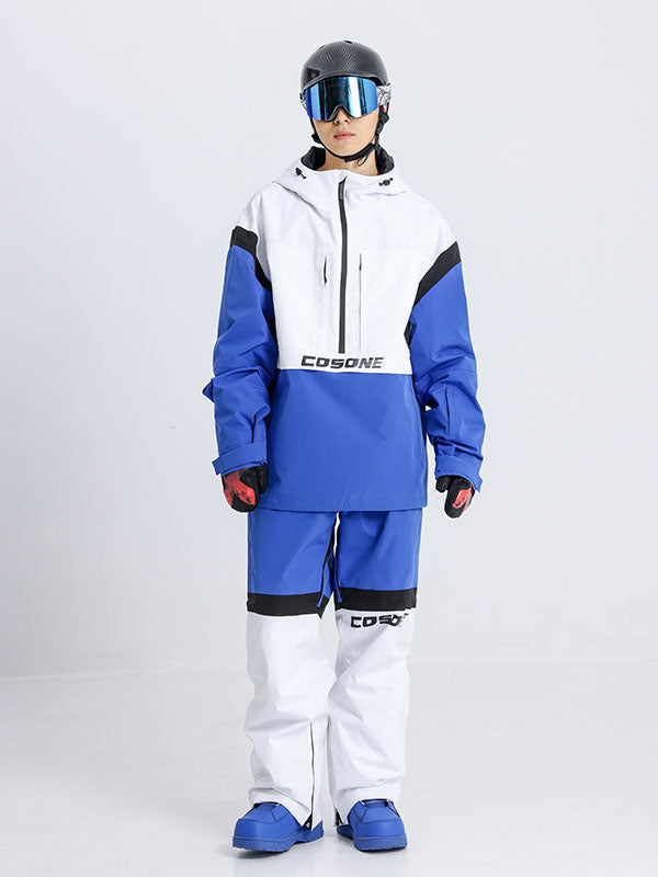 Cosone Powdreamer Herren-Anorak-Set mit halbem Reißverschluss und Farbblock-Design: Skijacke und -hose