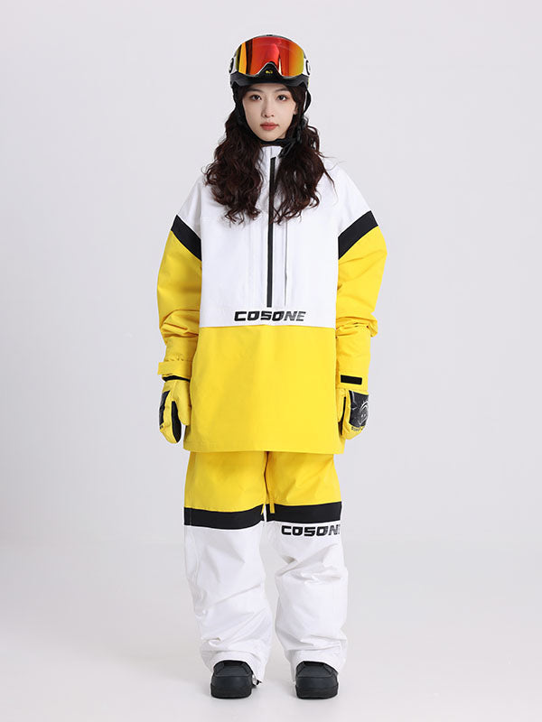 Cosone Powdreamer Herren-Anorak-Set mit halbem Reißverschluss und Farbblock-Design: Skijacke und -hose