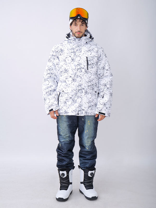 Wasserdichte Skijacke mit Kapuze und Schneeeulenmotiv für Herren und Unisex