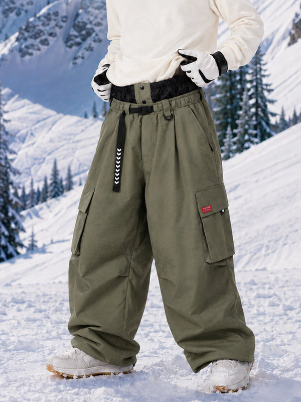 Pantalon de ski cargo ample et utilitaire pour homme – Modèle à ceinture de ville multipoches