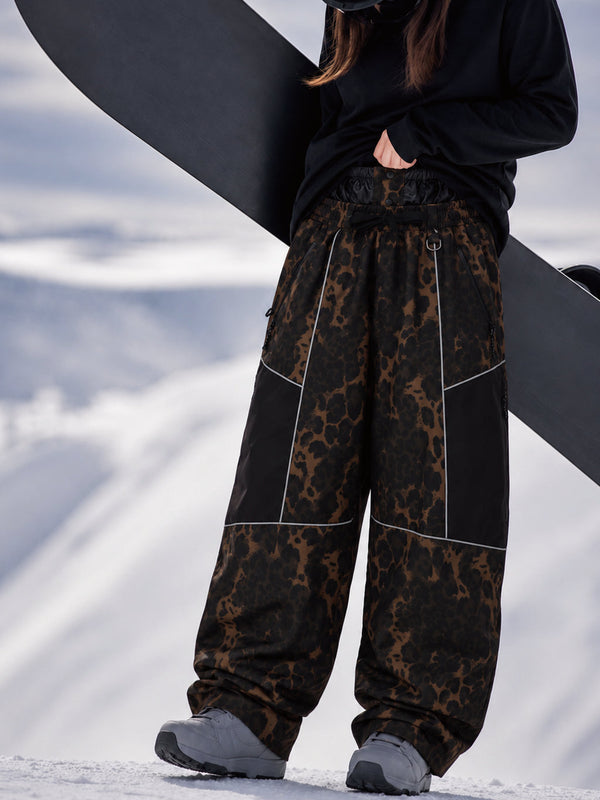 Wild Motion Super Baggy Schneehose für Damen – Reflektierendes Colorblock-Design mit mehreren Taschen