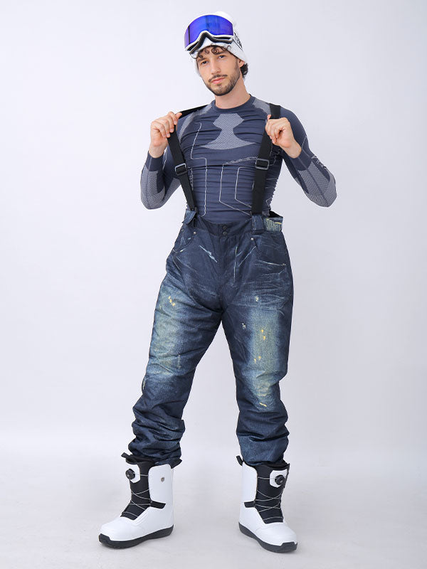 Herren Winter Warme Wasserdichte Hüft-Snowboard-Jeans aus Denim
