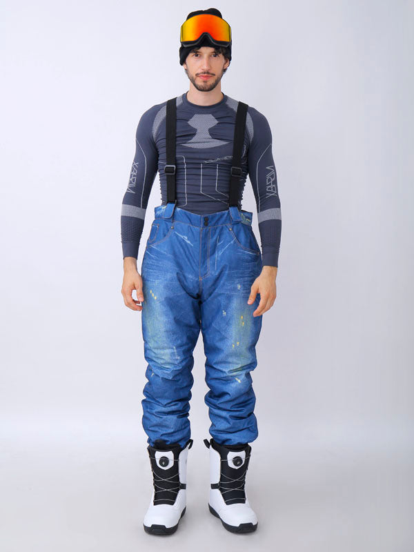 Herren Winter Warme Wasserdichte Hüft-Snowboard-Jeans aus Denim