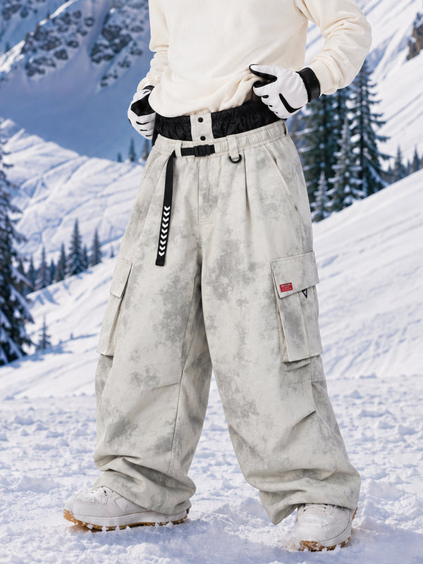 Pantalon de ski cargo ample et utilitaire pour homme – Modèle à ceinture de ville multipoches