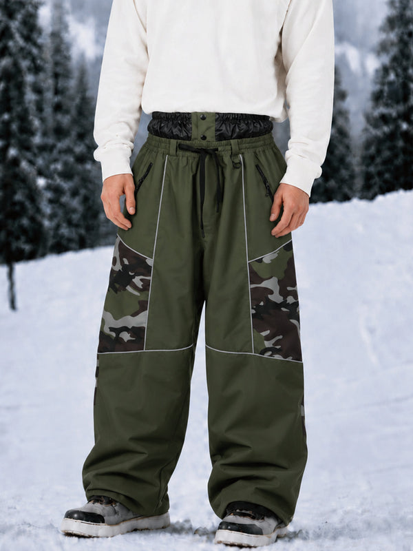 Pantalon de ski Wild Motion Super Baggy pour homme – Multi-poches, design à blocs de couleurs réfléchissants