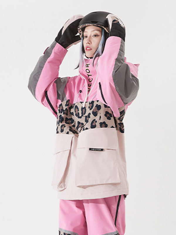 Damen-Unisex-Winteranorak mit reflektierenden, farbenfrohen Elementen, Vector-Aromak und Snowboardjacke