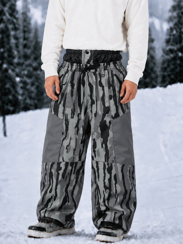 Pantalon de ski Wild Motion Super Baggy pour homme – Multi-poches, design à blocs de couleurs réfléchissants
