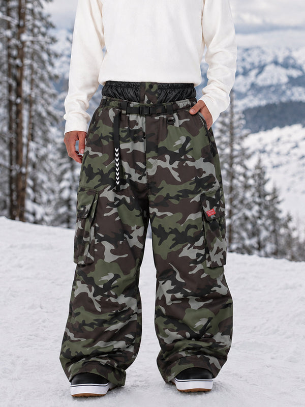 Pantalon de ski cargo ample et utilitaire pour homme – Modèle à ceinture de ville multipoches