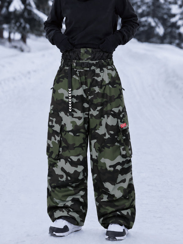 Damen-Street-Utility-Cargo-Schneehose im Baggy-Stil – Design mit mehreren Taschen und Gürtel