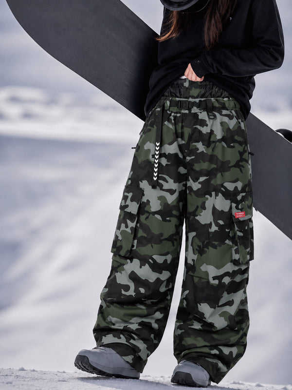 Damen-Street-Utility-Cargo-Schneehose im Baggy-Stil – Design mit mehreren Taschen und Gürtel