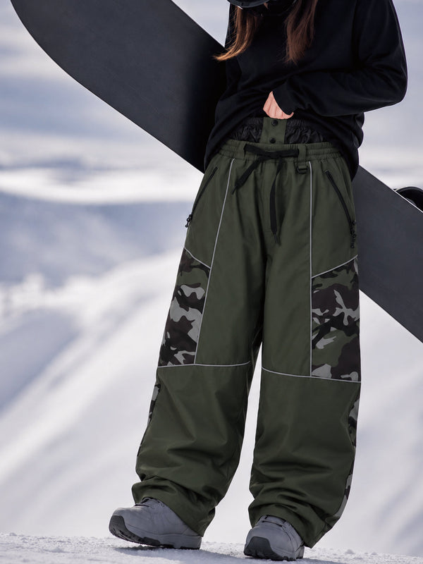 Wild Motion Super Baggy Schneehose für Damen – Reflektierendes Colorblock-Design mit mehreren Taschen