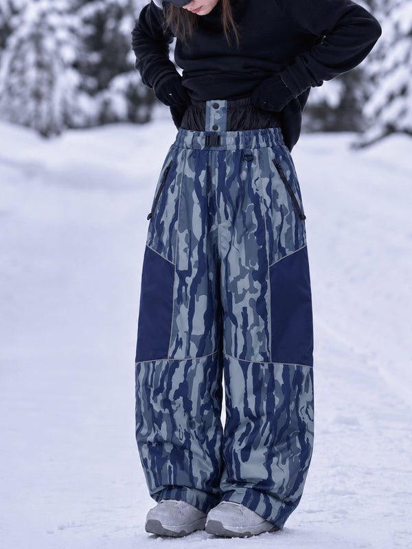 Wild Motion Super Baggy Schneehose für Damen – Reflektierendes Colorblock-Design mit mehreren Taschen