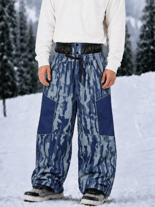 Pantalon de ski Wild Motion Super Baggy pour homme – Multi-poches, design à blocs de couleurs réfléchissants