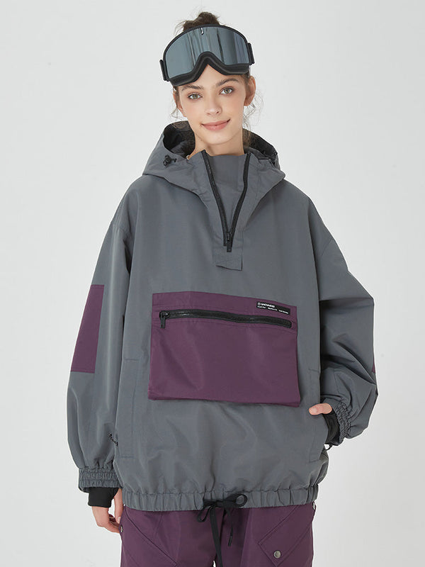 AlpineCruise Damen-Snowboardjacke im Baggy-Bomber-Stil mit Cargotasche