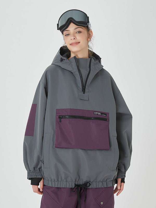 AlpineCruise Damen-Snowboardjacke im Baggy-Bomber-Stil mit Cargotasche