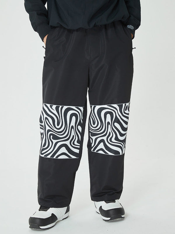 Herren Freestyle Cargo Baggy Skihose mit reflektierenden Knie-Einsätzen und Grafikprints