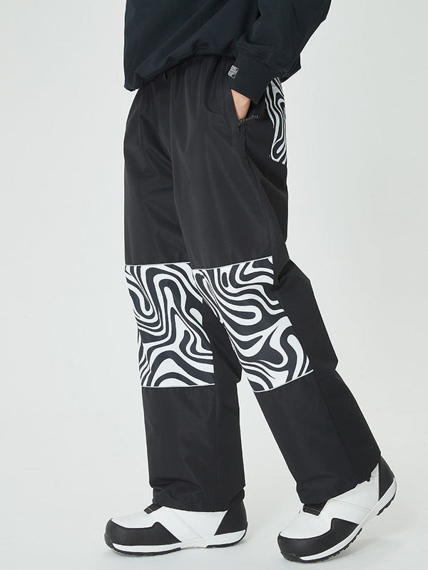 Herren Freestyle Cargo Baggy Skihose mit reflektierenden Knie-Einsätzen und Grafikprints