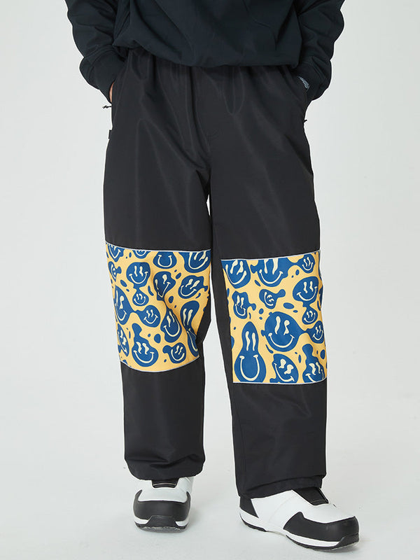 Herren Freestyle Cargo Baggy Skihose mit reflektierenden Knie-Einsätzen und Grafikprints