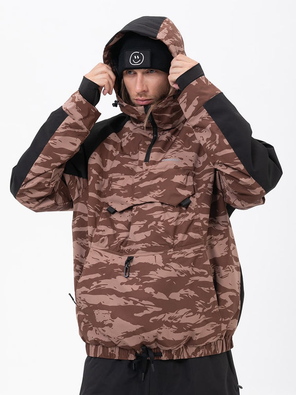 Herren Mountain Freestyle Cargo Pocket Pullover Bomber Snowboardjacke