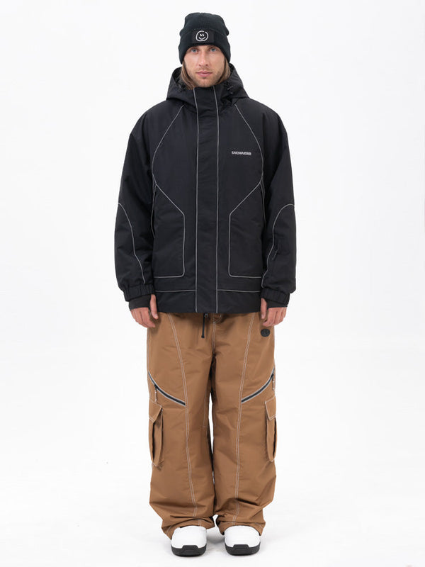 Men's Night Skiing Chill Reflective Snow Suit – Mountain Jacket & Streetstorm Baggy Pants Set