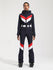 Gsou Snow Retro Damen-Einteiler mit Gürtel, V-Streifen und ausgestelltem Bein
