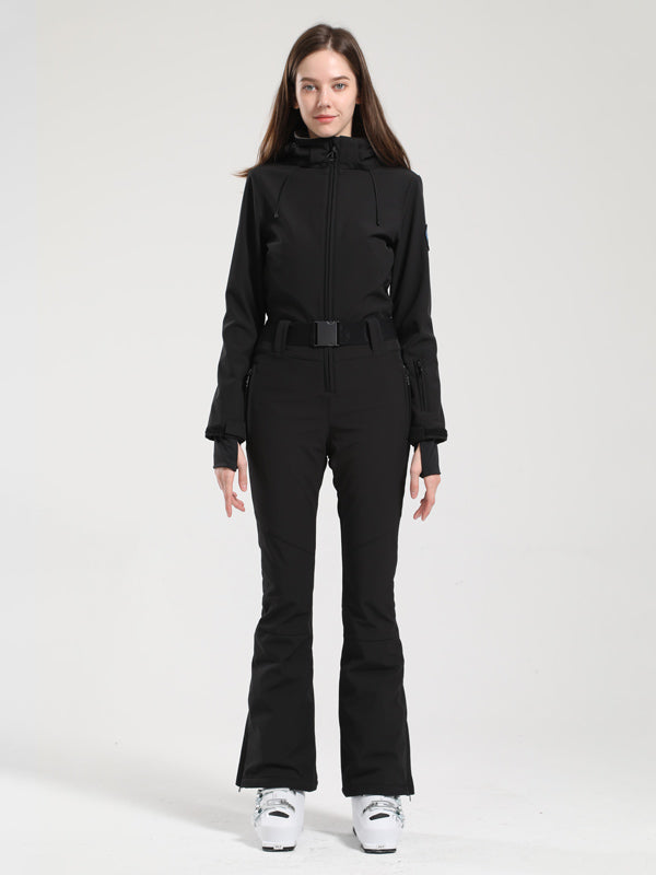 Gsou Snow Classic Damen-Skianzug mit Gürtel und ausgestelltem Bein