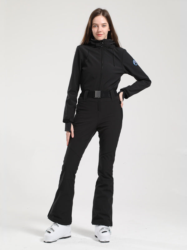 Gsou Snow Classic Damen-Skianzug mit Gürtel und ausgestelltem Bein