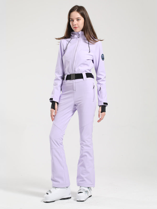 Gsou Snow Classic Damen-Skianzug mit Gürtel und ausgestelltem Bein