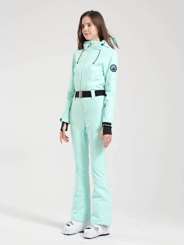 Gsou Snow Classic Damen-Skianzug mit Gürtel und ausgestelltem Bein