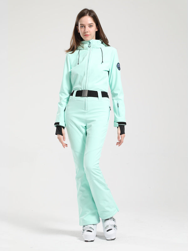 Gsou Snow Classic Damen-Skianzug mit Gürtel und ausgestelltem Bein