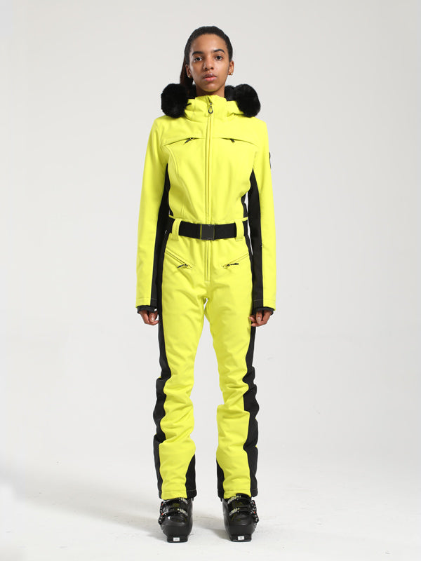 Gsou Snow Classic Damen-Skianzug „Dawn“ mit Kunstpelzbesatz, ausgestelltem Bein