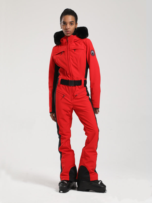 Gsou Snow Classic Damen-Skianzug „Dawn“ mit Kunstpelzbesatz, ausgestelltem Bein