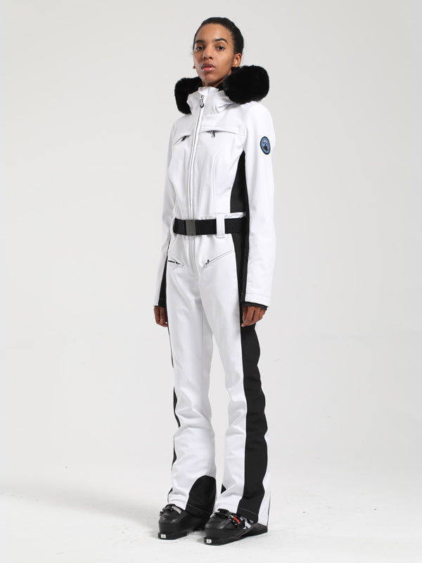 Gsou Snow Classic Damen-Skianzug „Dawn“ mit Kunstpelzbesatz, ausgestelltem Bein
