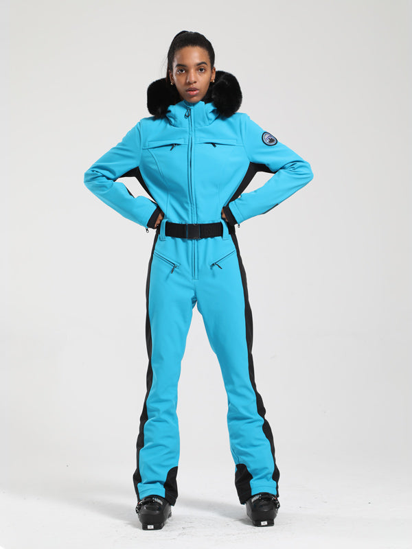 Gsou Snow Classic Damen-Skianzug „Dawn“ mit Kunstpelzbesatz, ausgestelltem Bein
