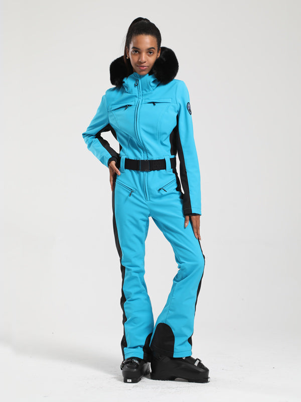Gsou Snow Classic Damen-Skianzug „Dawn“ mit Kunstpelzbesatz, ausgestelltem Bein